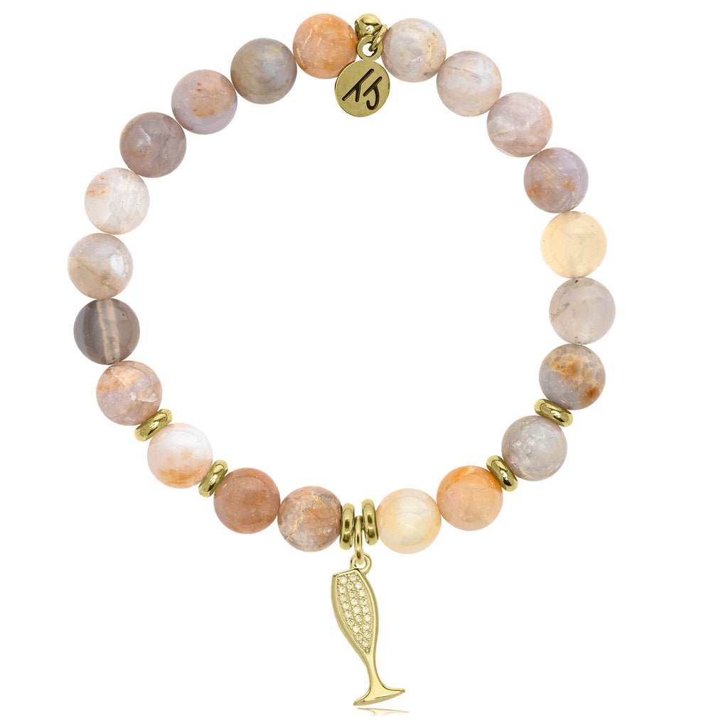 Gold Collection -Australian Agate Stone Bracelet with Cheers Gold Charm