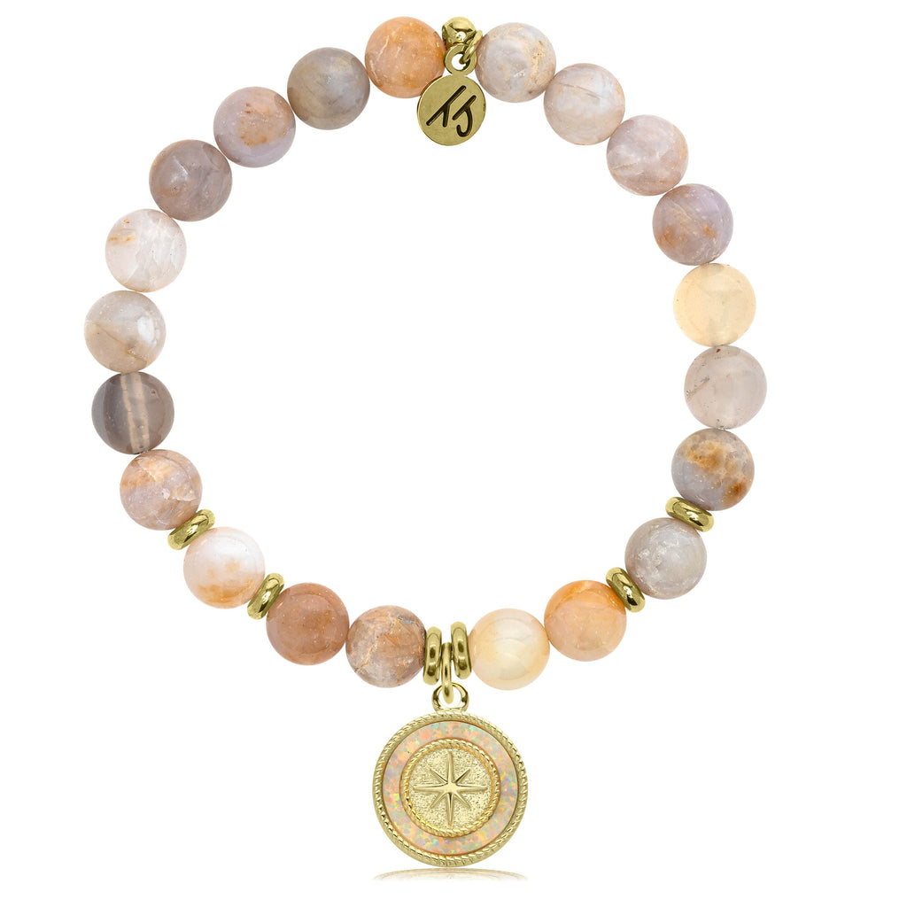 Gold Collection -Australian Agate Stone Bracelet with North Star Gold Charm