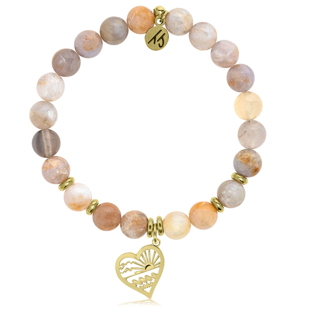 Gold Collection -Australian Agate Stone Bracelet with Seas the Day Gold Charm