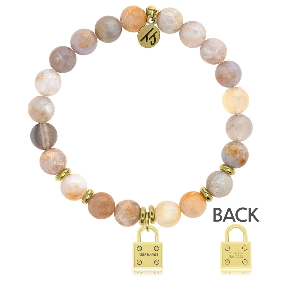 Gold Collection -Australian Agate Stone Bracelet with Unbreakable Gold Charm