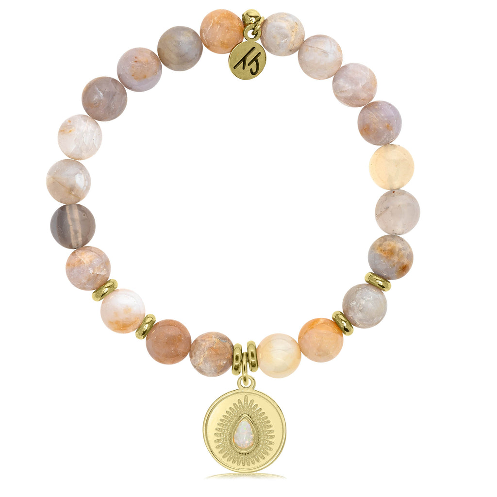 Gold Collection -Australian Agate Stone Bracelet with You're One of a Kind Gold Charm