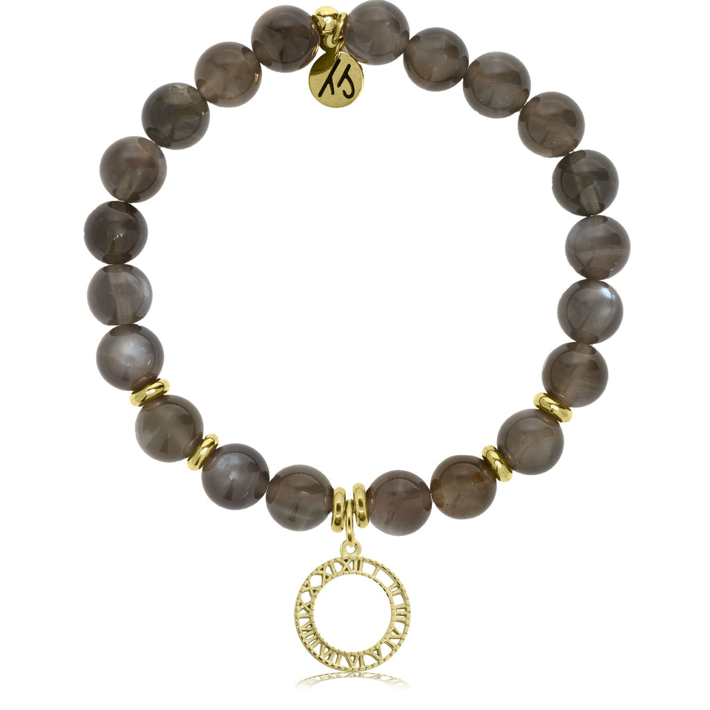 Gold Collection -Black Moonstone Stone Bracelet with Timeless Gold Charm