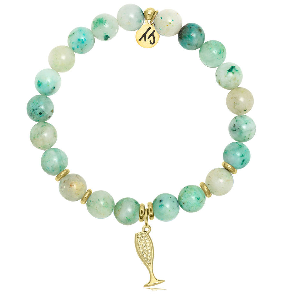 Gold Collection - Caribbean Quartz Stone Bracelet with Cheers Gold Charm
