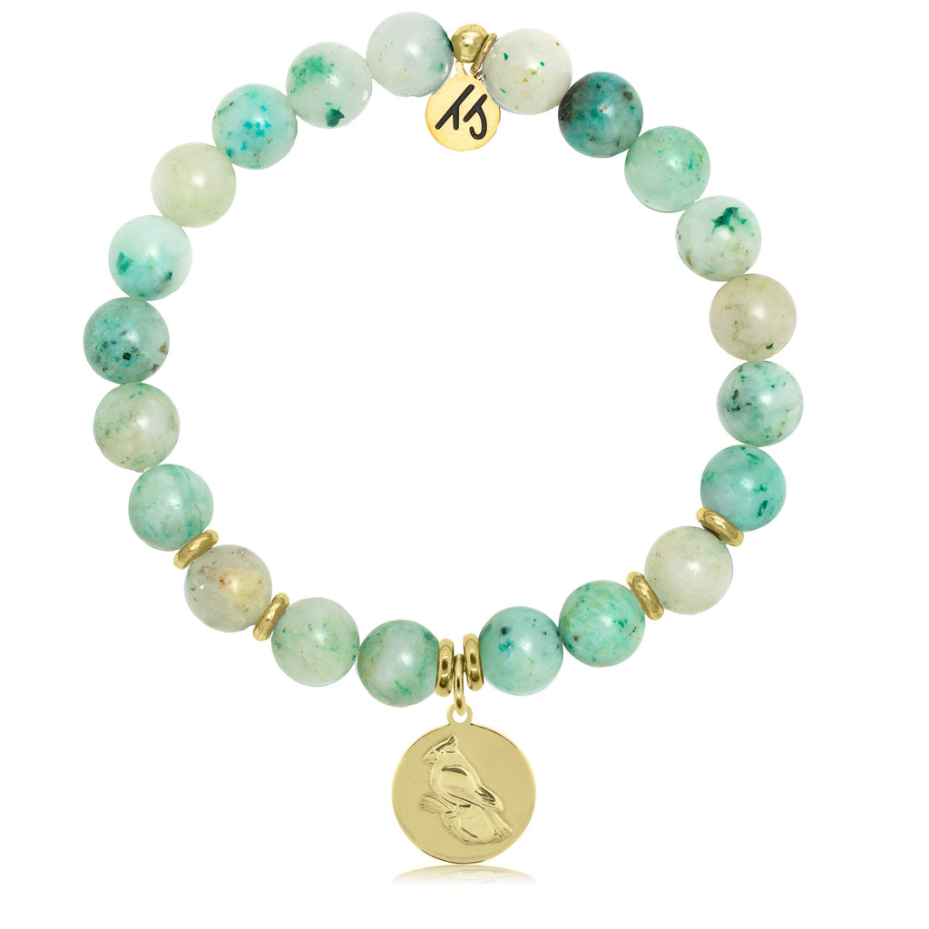 Gold Collection - Caribbean Quartzite Stone Bracelet with Cardinal Gold Charm