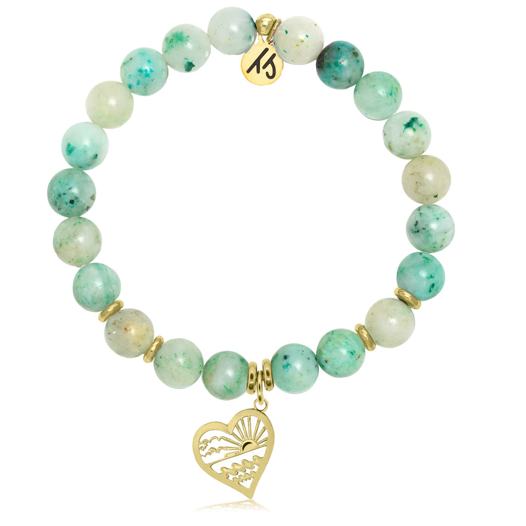 Gold Collection - Caribbean Quartzite Stone Bracelet with Seas the Day Gold Charm