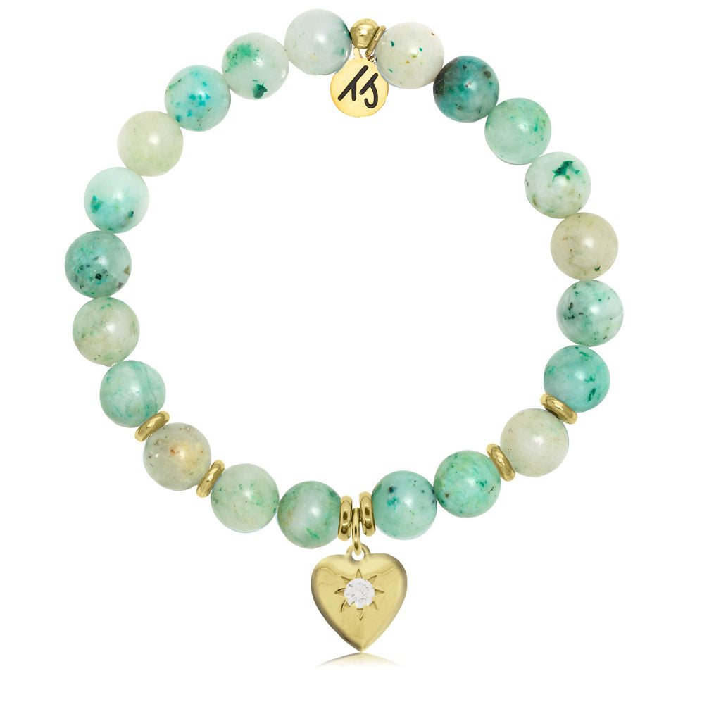 Gold Collection - Caribbean Quartzite Stone Bracelet with Self Love Gold Charm