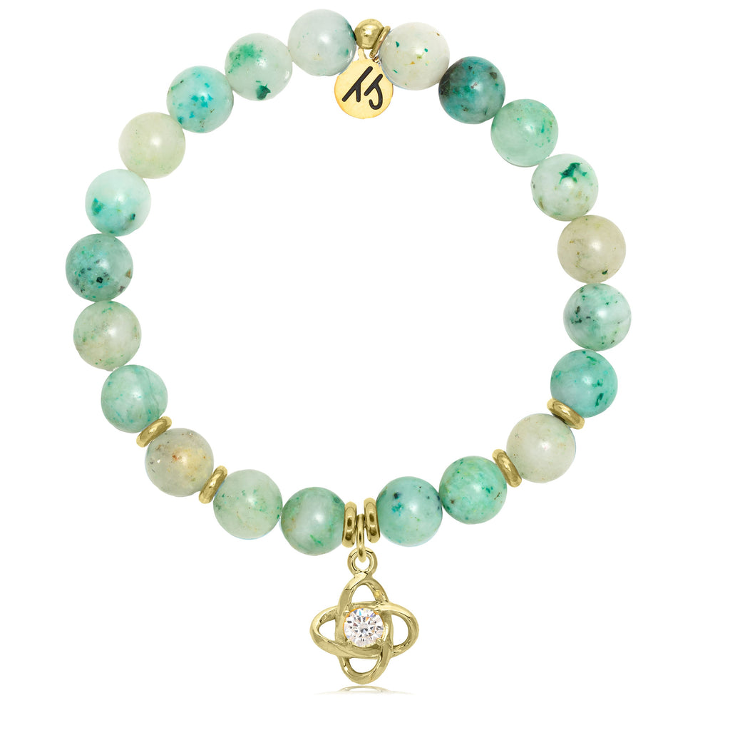 Gold Collection - Caribbean Quartzite Stone Bracelet with Stronger Together Gold Charm