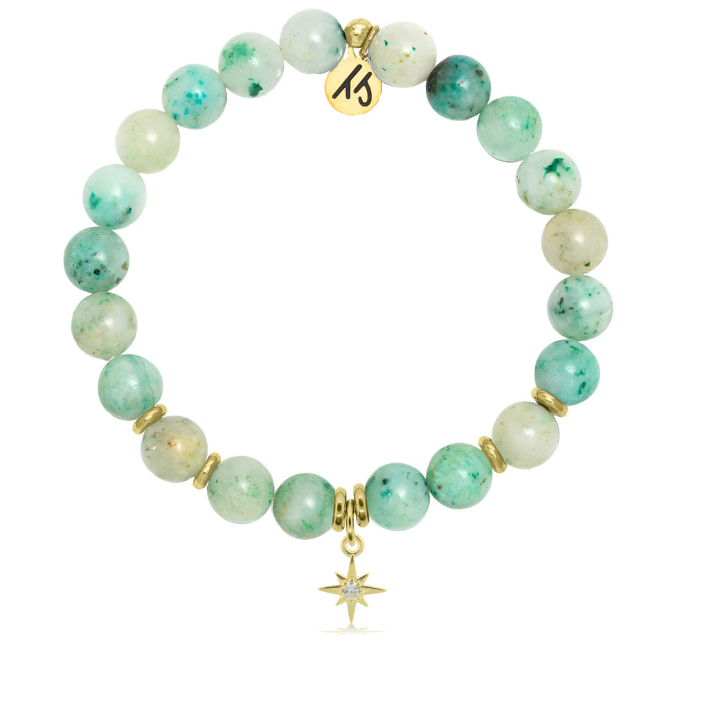 Gold Collection - Caribbean Quartzite Stone Bracelet with Your Year Gold Charm