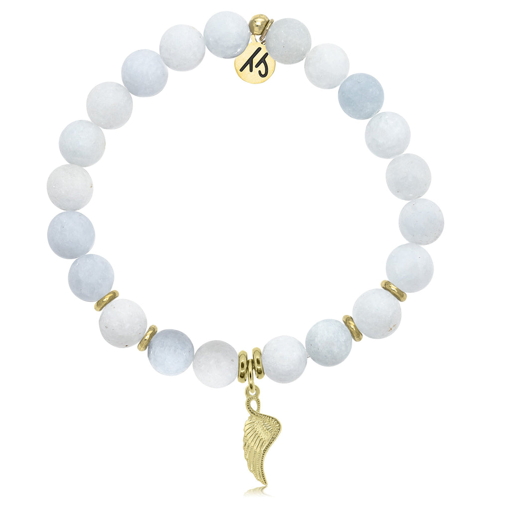 Gold Collection - Celestine Stone Bracelet with Angel Blessings Gold Charm