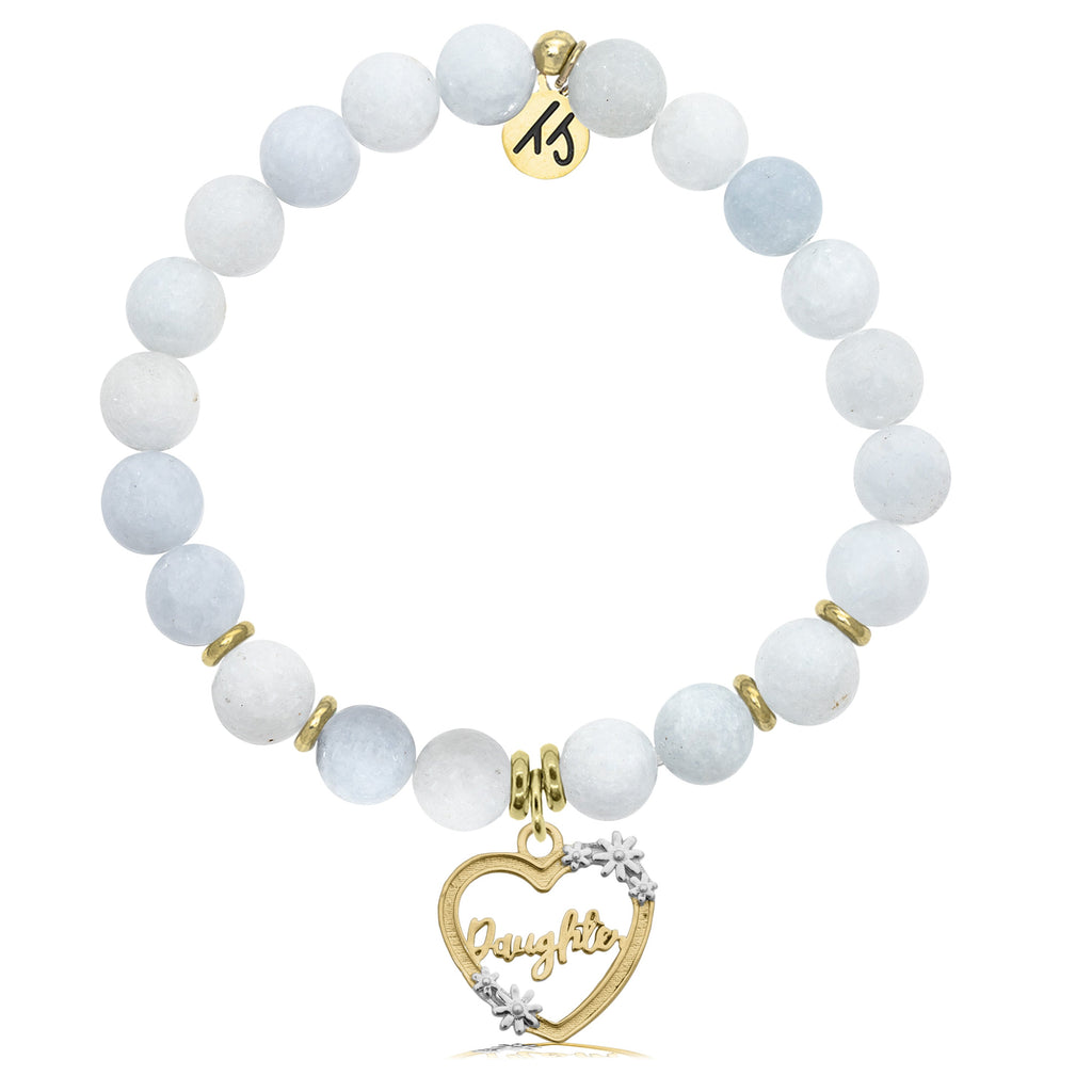 Gold Collection - Celestine Stone Bracelet with Heart Daughter Charm