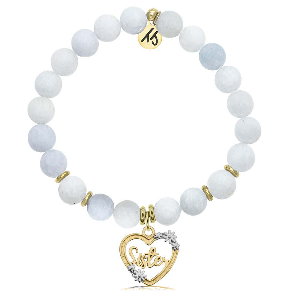 Gold Collection - Celestine Stone Bracelet with Heart Sister Charm
