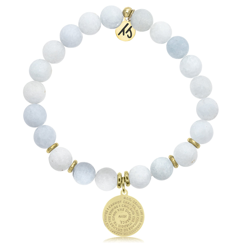 Gold Collection - Celestine Stone Bracelet with Serenity Prayer Gold Charm