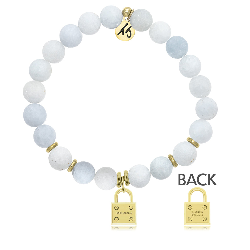 Gold Collection - Celestine Stone Bracelet with Unbreakable Gold Charm