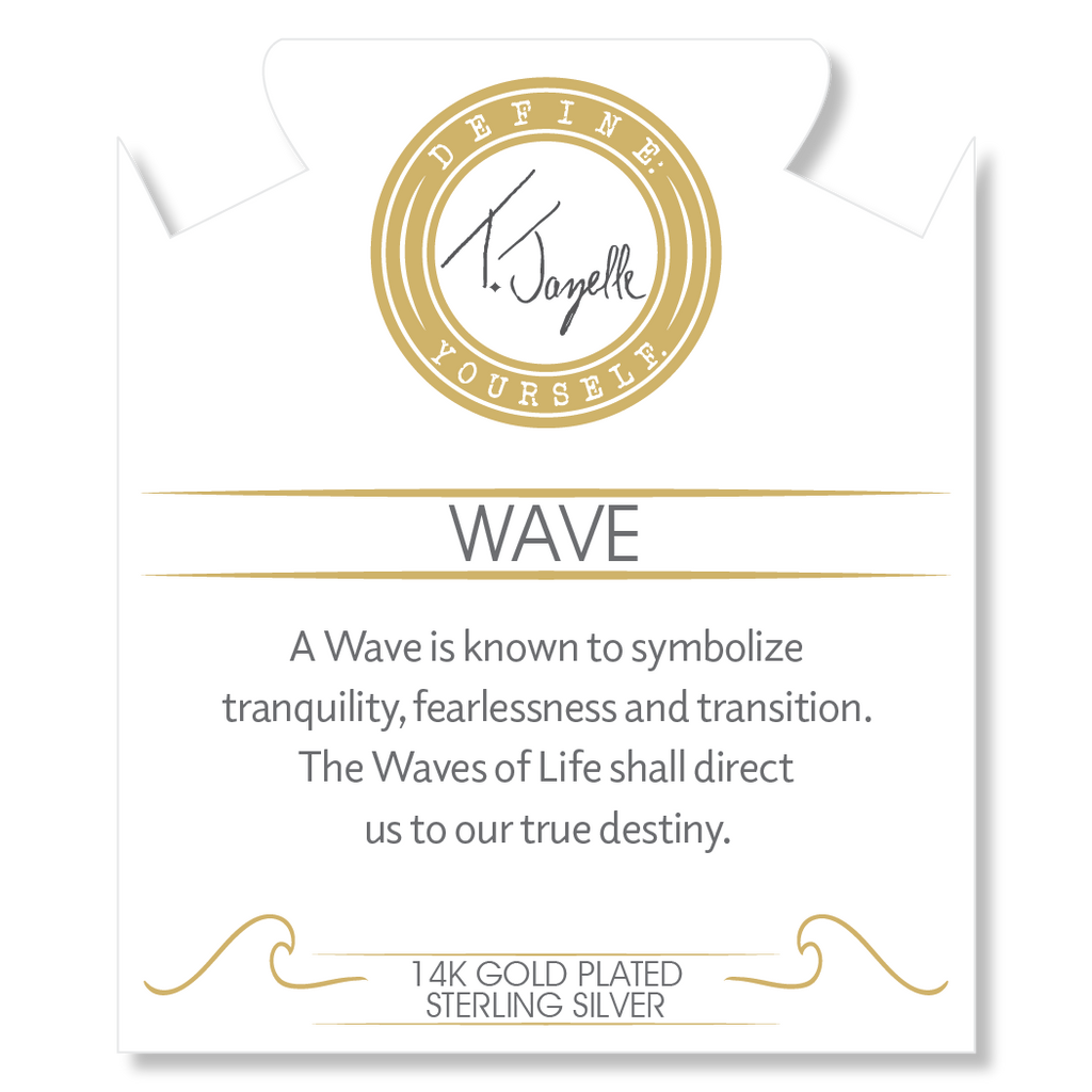 Gold Collection - Celestine Stone Bracelet with Wave Gold Charm