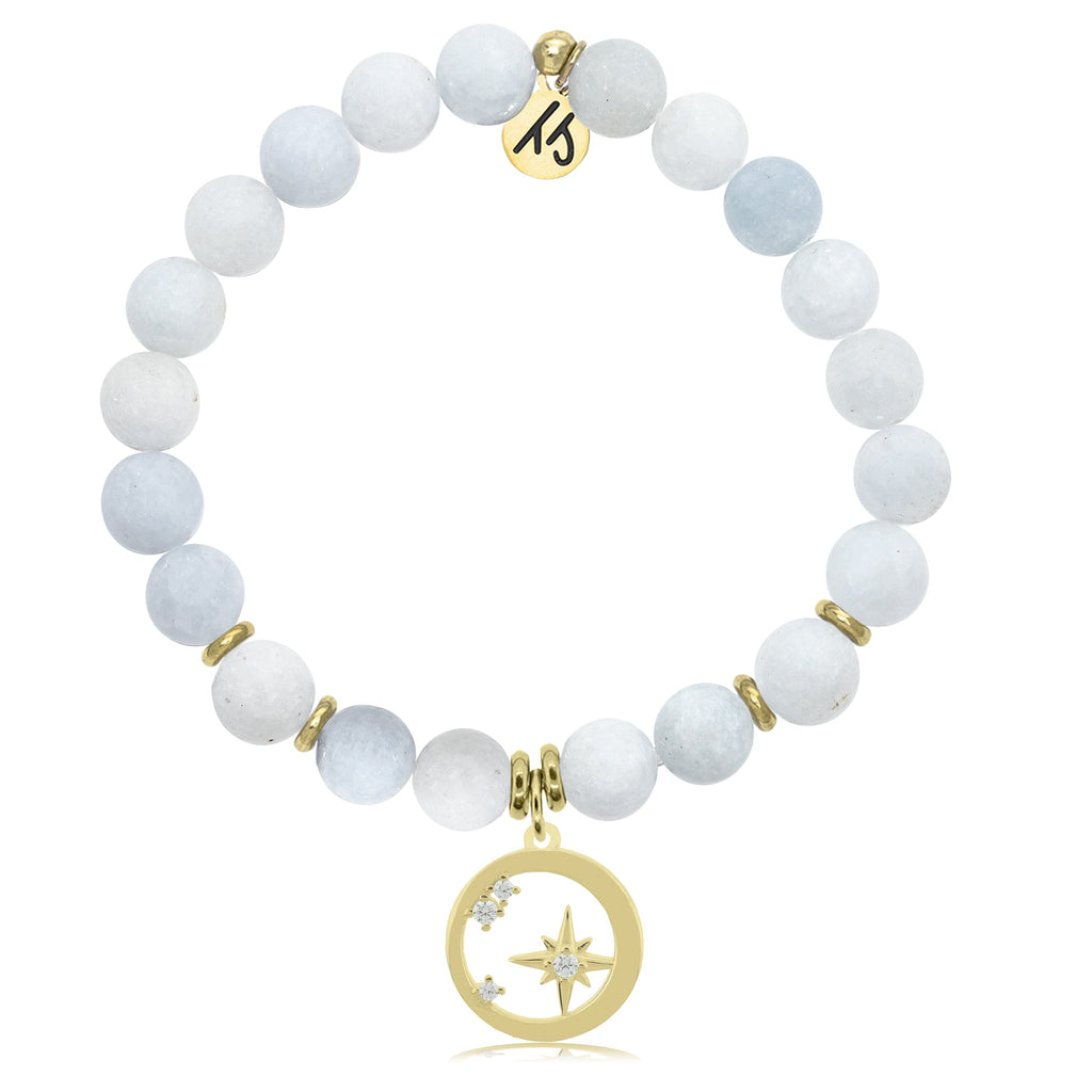 Gold Collection - Celestine Stone Bracelet with What is Meant to Be Gold Charm