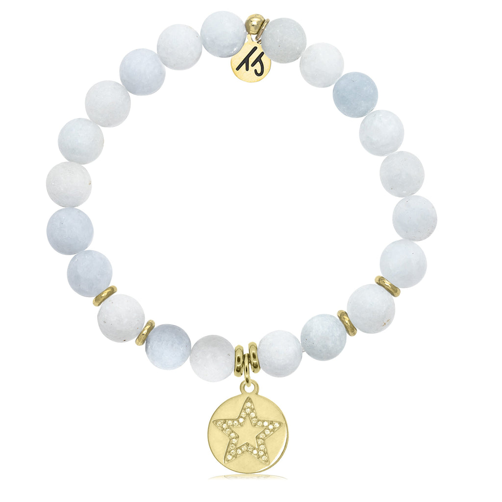 Gold Collection - Celestine Stone Bracelet with Wish on a Star Gold Charm