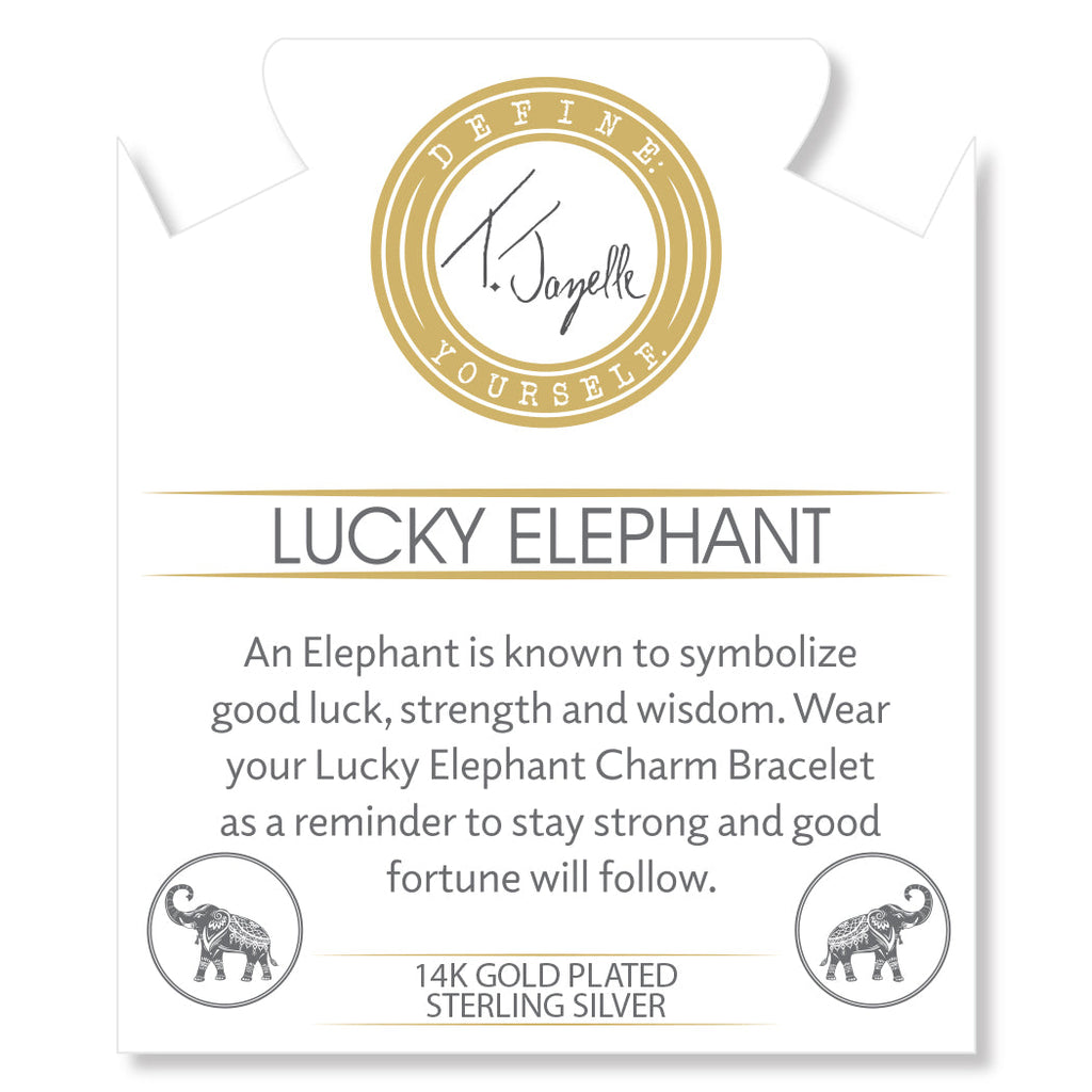 Gold Collection - Champagne Agate Stone Bracelet with Lucky Elephant Gold Charm