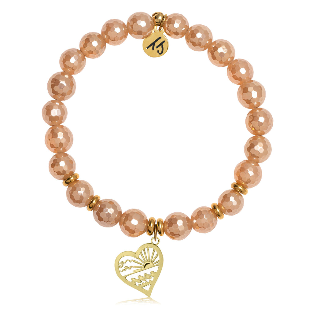 Gold Collection - Champagne Agate Stone Bracelet with Seas The Day Gold Charm