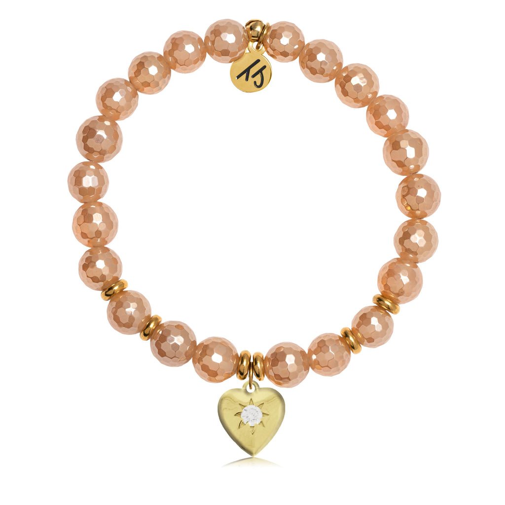 Gold Collection - Champagne Agate Stone Bracelet with Self Love Gold Charm