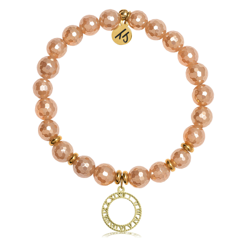 Gold Collection - Champagne Agate Stone Bracelet with Timeless Gold Charm