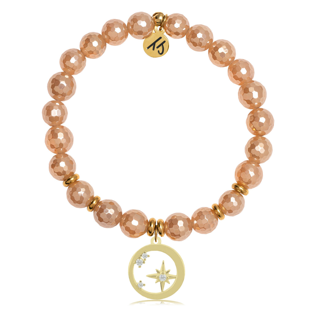 Gold Collection - Champagne Agate Stone Bracelet with What is Meant to Be Gold Charm