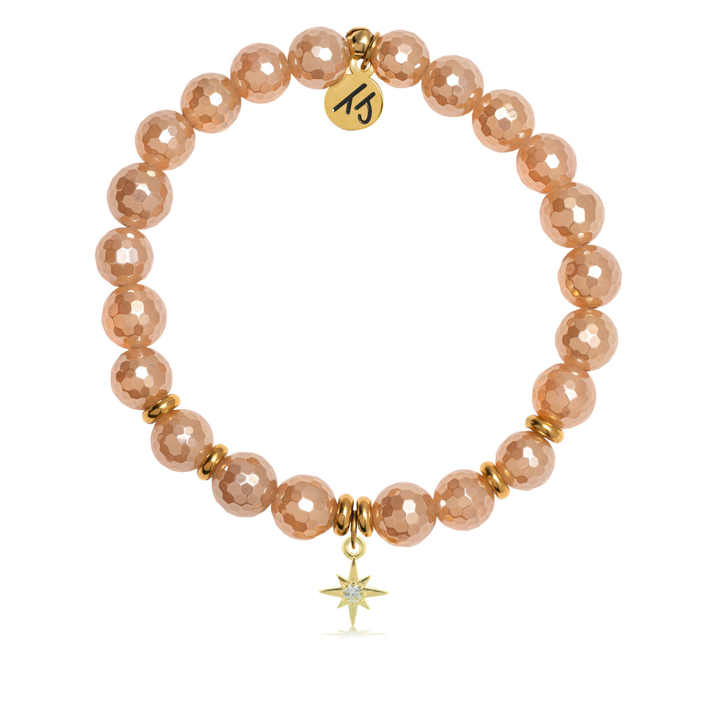 Gold Collection - Champagne Agate Stone Bracelet with Your Year Gold Charm