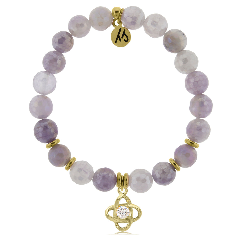 Gold Collection - Mauve Jade Stone Bracelet with Stronger Together Gold Charm