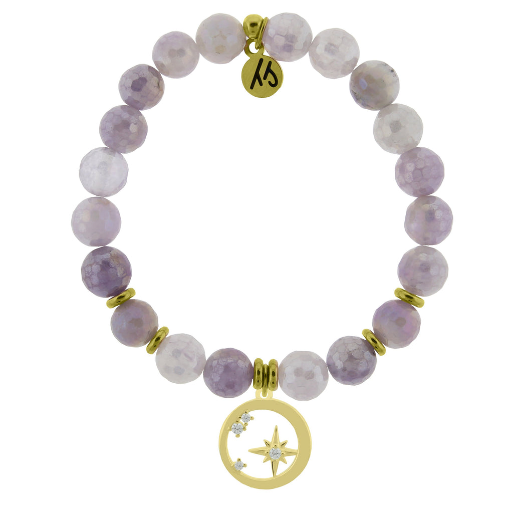 Gold Collection - Mauve Jade Stone Bracelet with What is Meant to Be Gold Charm