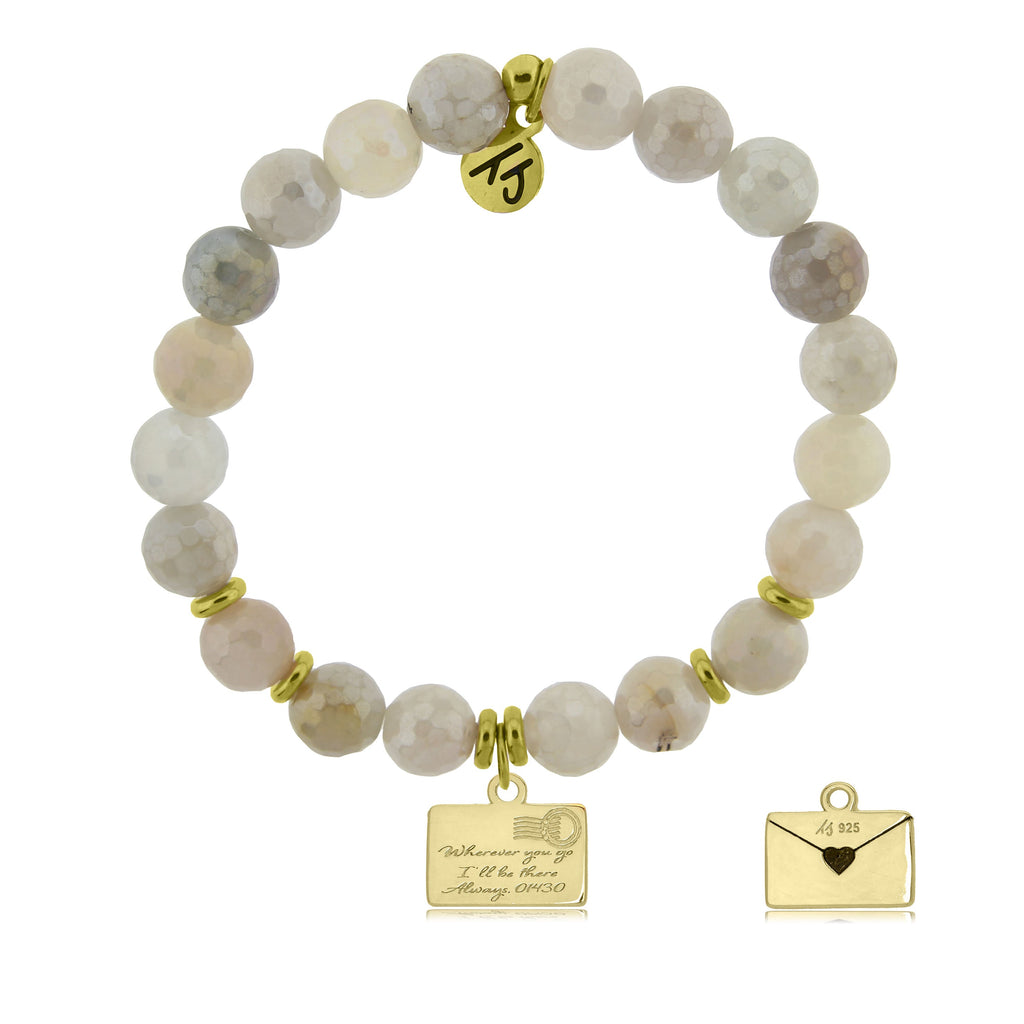Gold Collection - Moonstone Stone Bracelet with Love Letter Gold Charm