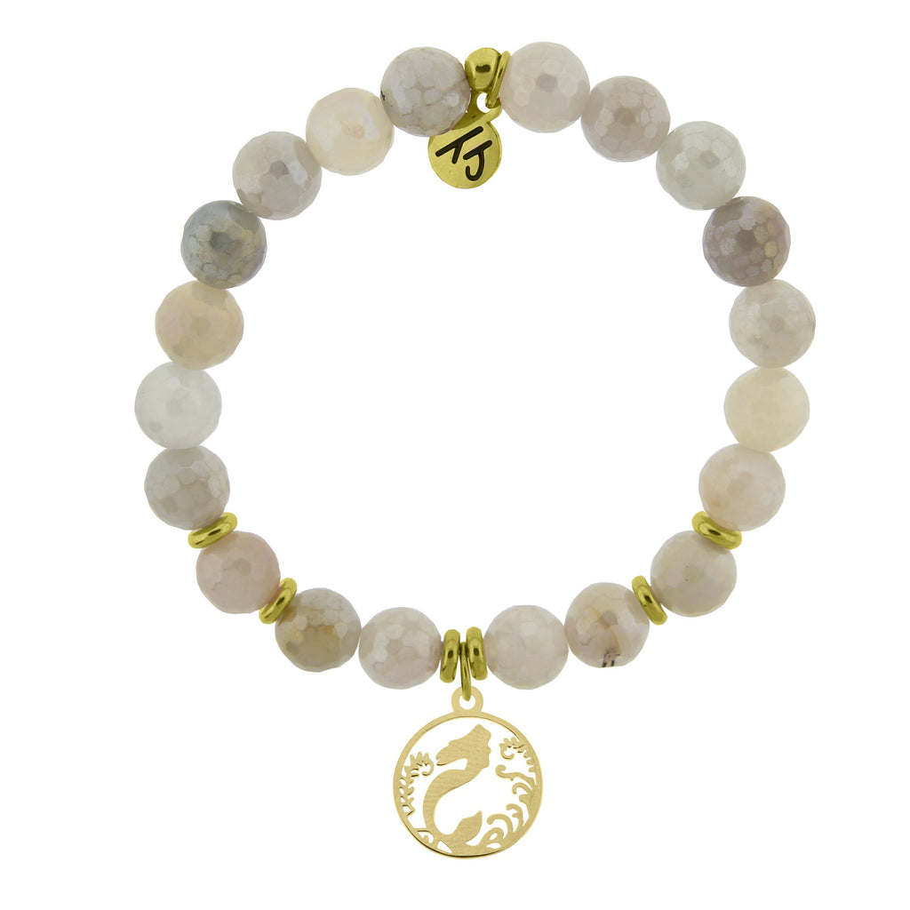 Gold Collection - Moonstone Stone Bracelet with Mermaid Gold Charm