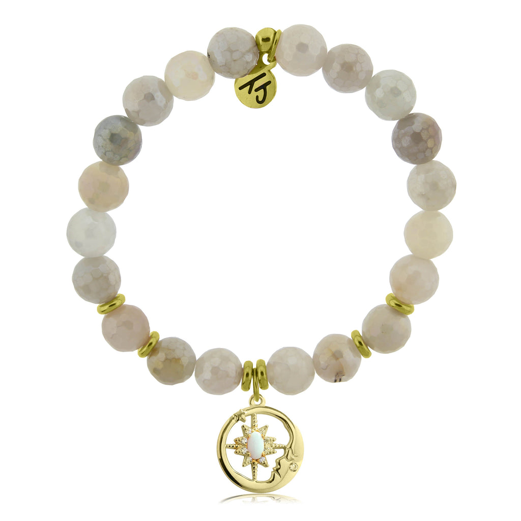 Gold Collection - Moonstone Stone Bracelet with Moonlight Gold Charm
