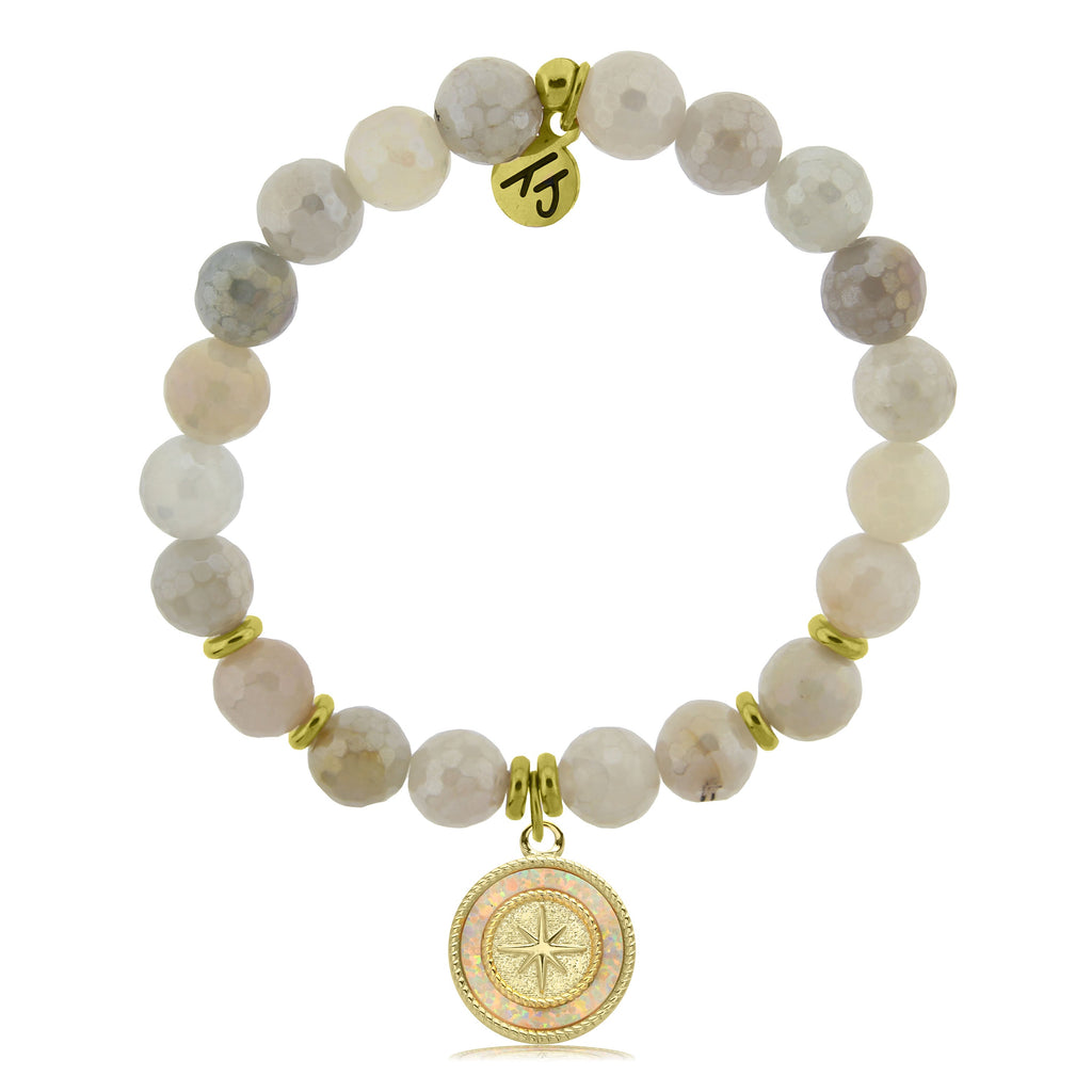Gold Collection - Moonstone Stone Bracelet with North Star Gold Charm
