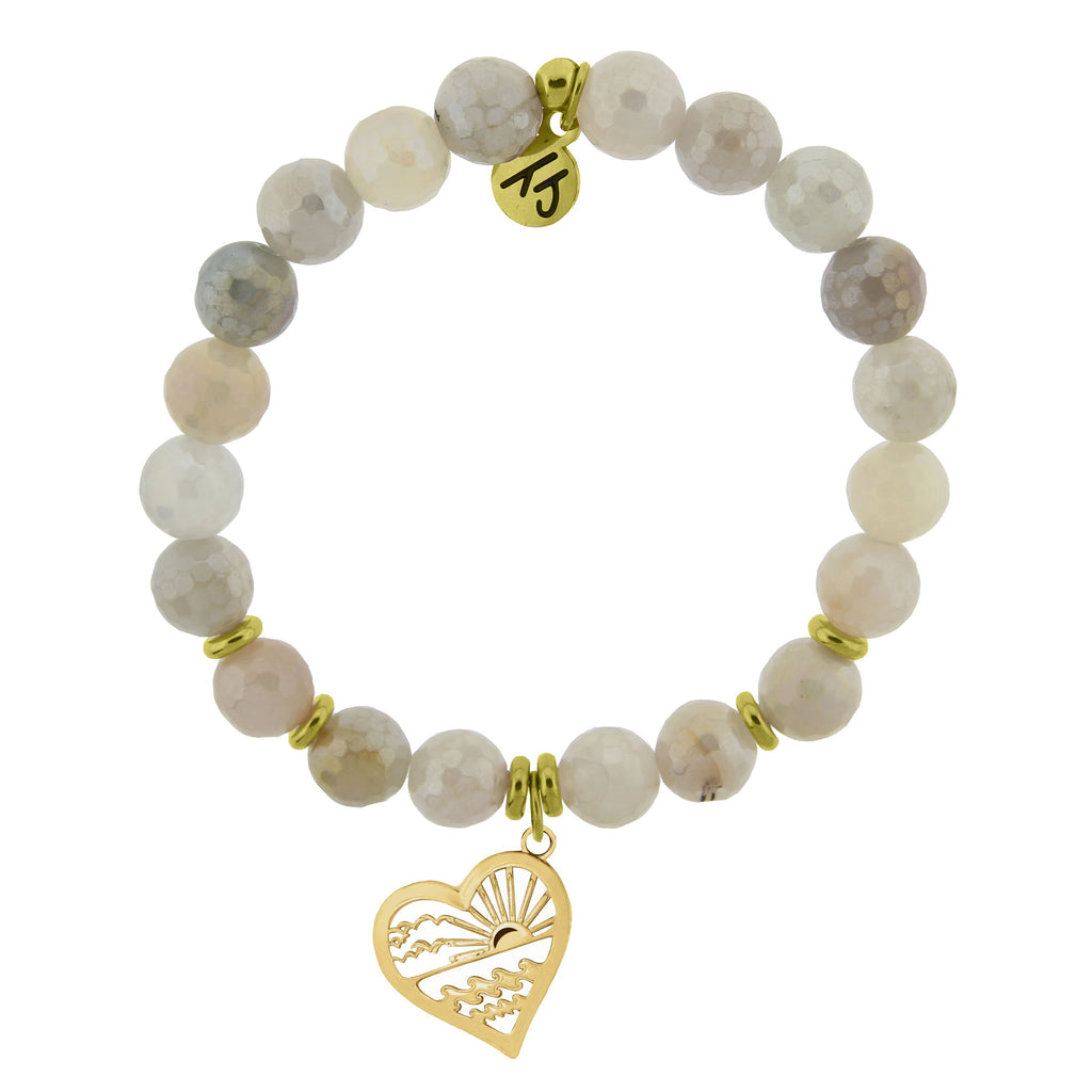 Gold Collection - Moonstone Stone Bracelet with Seas the Day Gold Charm