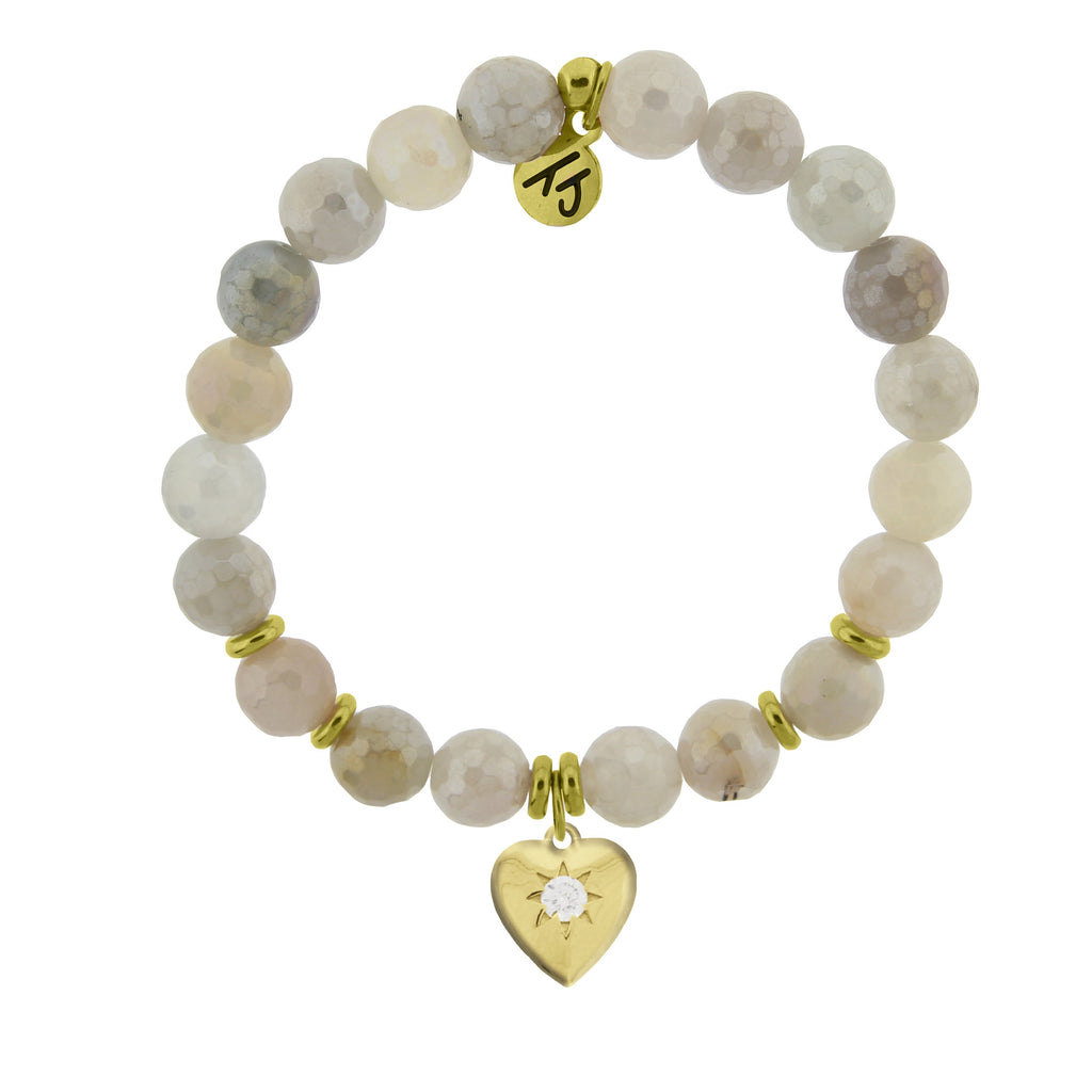 Gold Collection - Moonstone Stone Bracelet with Self Love Gold Charm