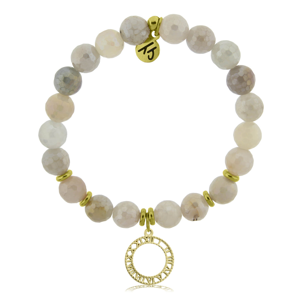 Gold Collection - Moonstone Stone Bracelet with Timeless Gold Charm
