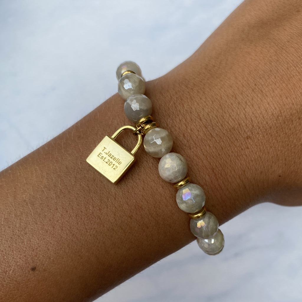 Gold Collection - Moonstone Stone Bracelet with Unbreakable Gold Charm