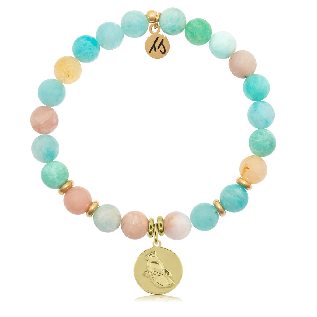 Gold Collection - Multi Amazonite Stone Bracelet with Cardinal Gold Charm