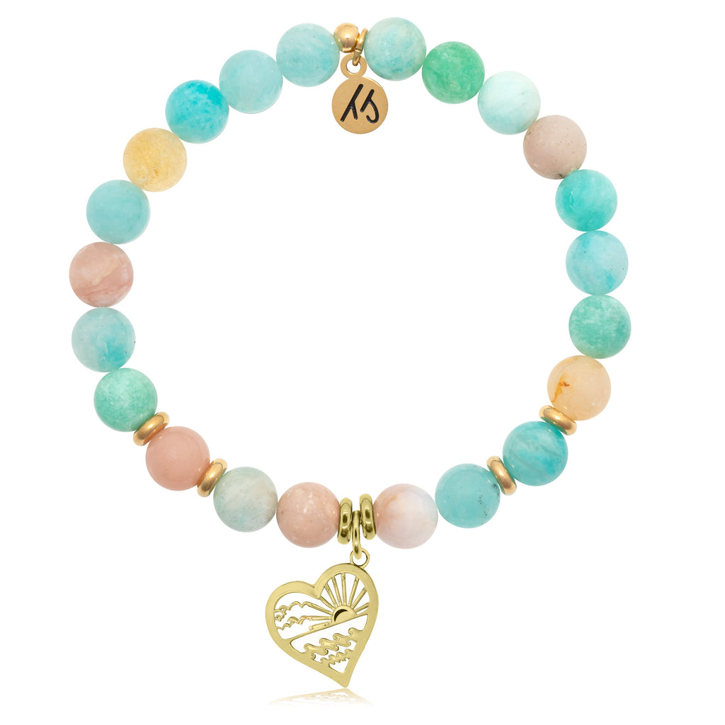 Gold Collection - Multi Amazonite Stone Bracelet with Seas the Day Gold Charm