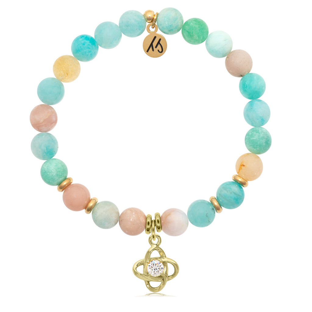Gold Collection - Multi Amazonite Stone Bracelet with Stronger Together Gold Charm