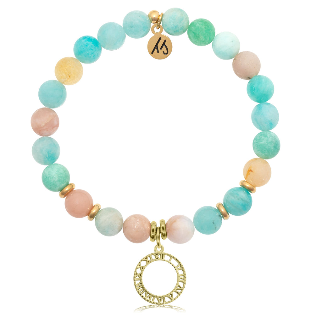 Gold Collection - Multi Amazonite Stone Bracelet with Timeless Gold Charm