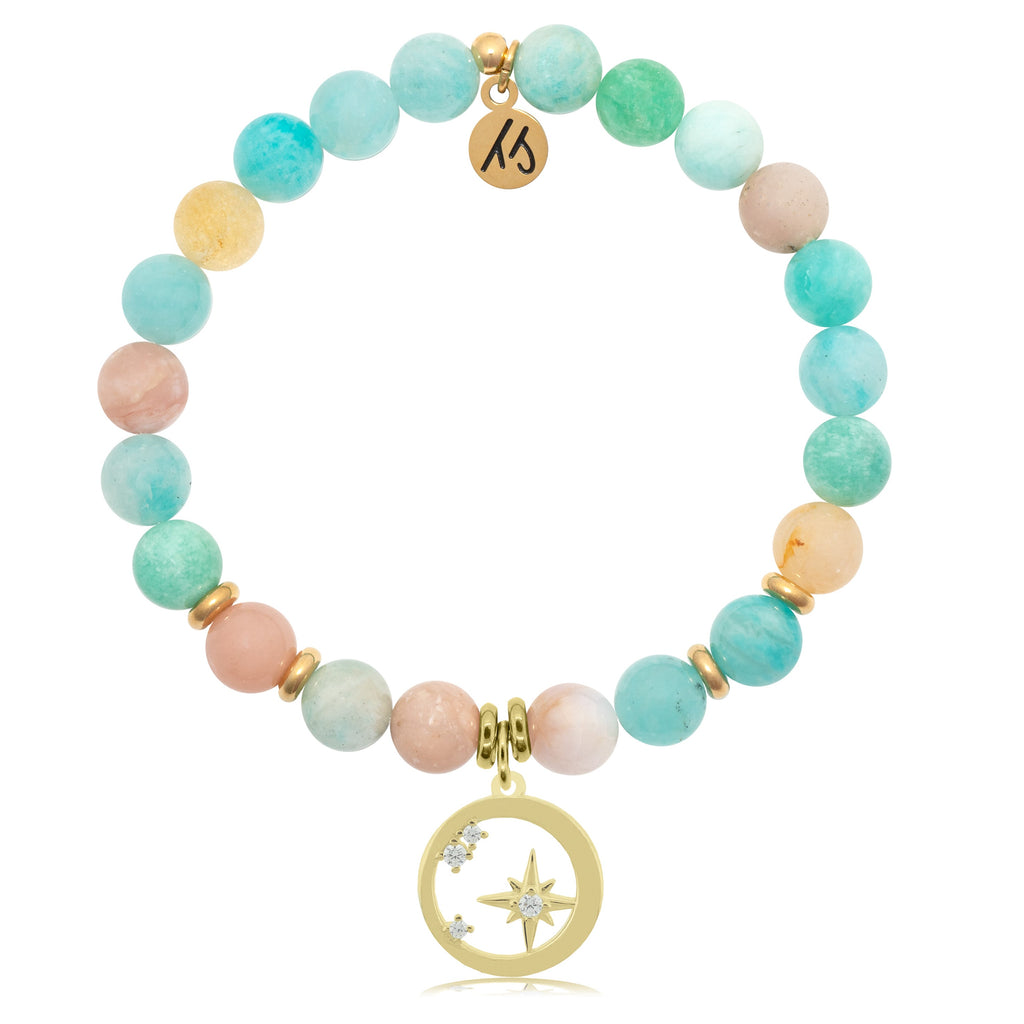Gold Collection - Multi Amazonite Stone Bracelet with What is Meant to Be Gold Charm
