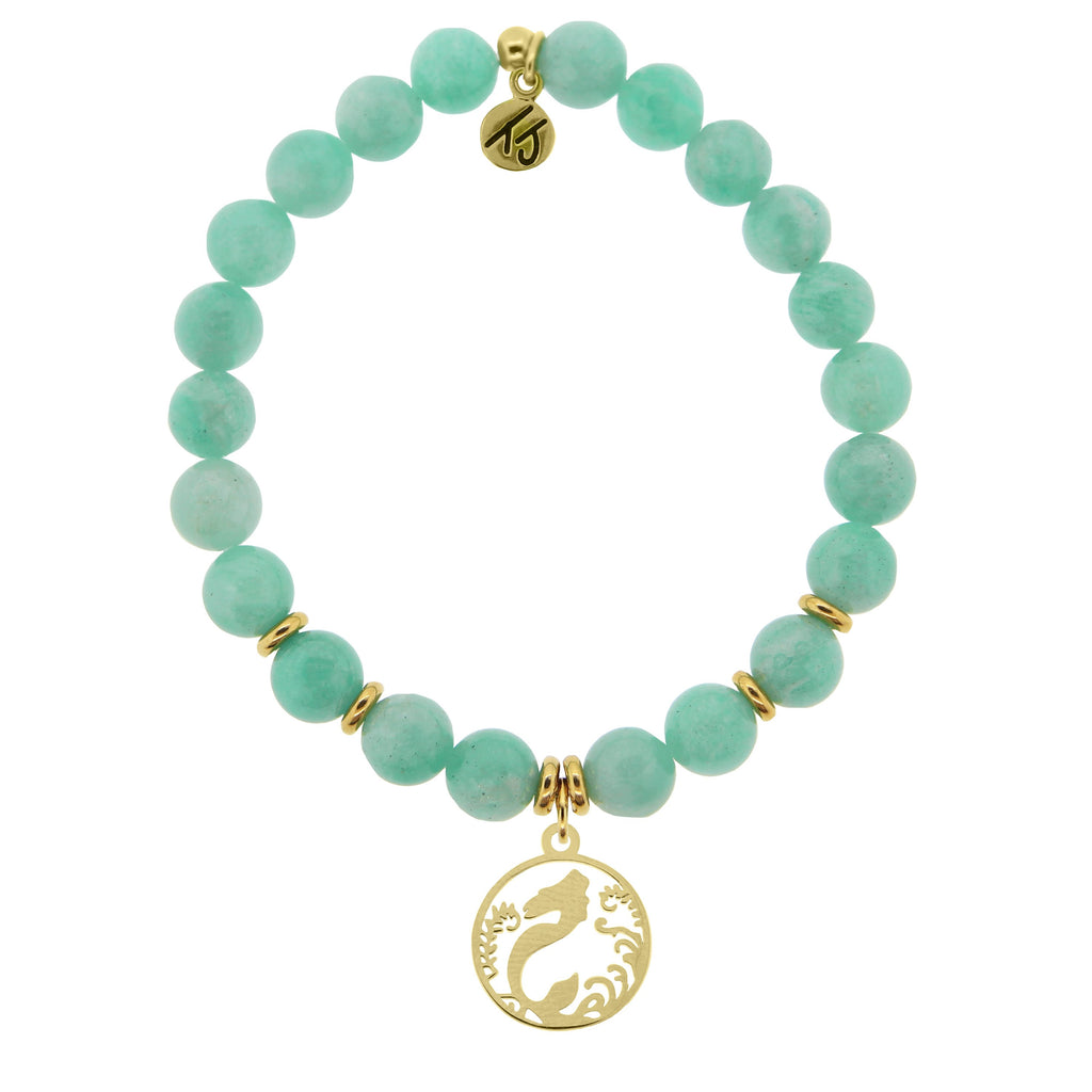 Gold Collection - Peruvian Amazonite Stone Bracelet with Mermaid Gold Charm