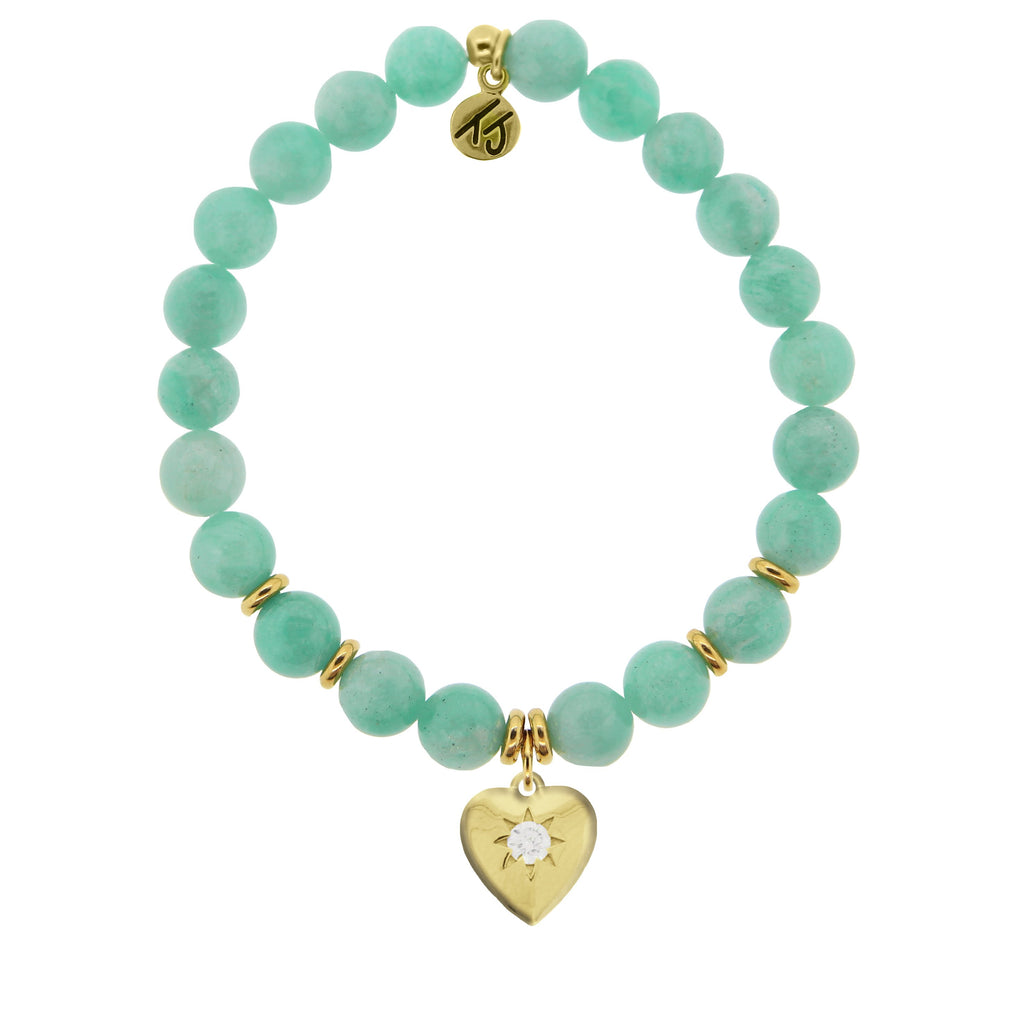 Gold Collection - Peruvian Amazonite Stone Bracelet with Self Love Gold Charm