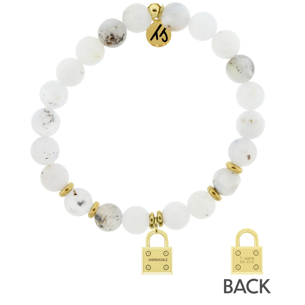 Gold Collection - White Chalcedony Stone Bracelet with Unbreakable Gold Charm