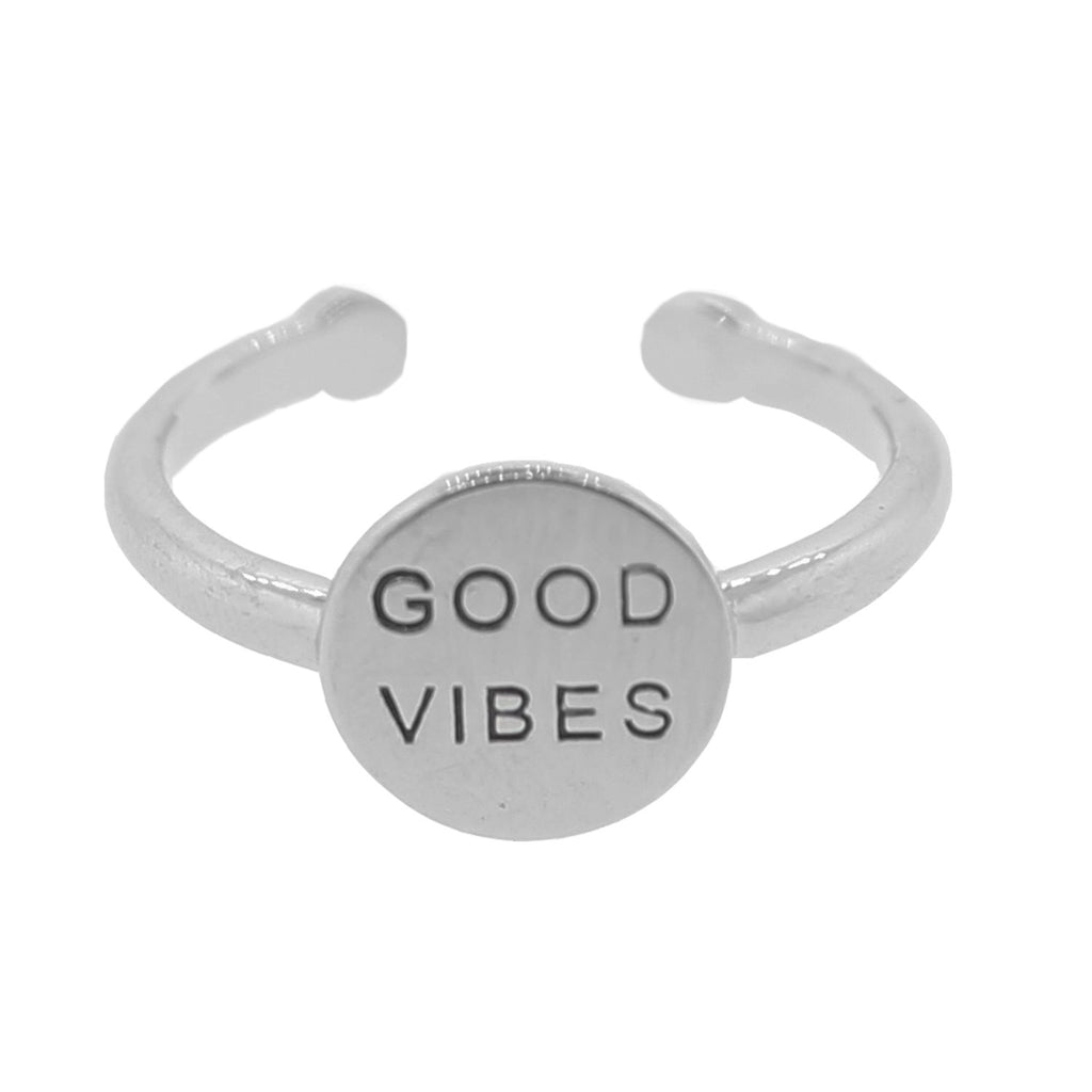 Good Vibes Sterling Silver Adjustable Ring