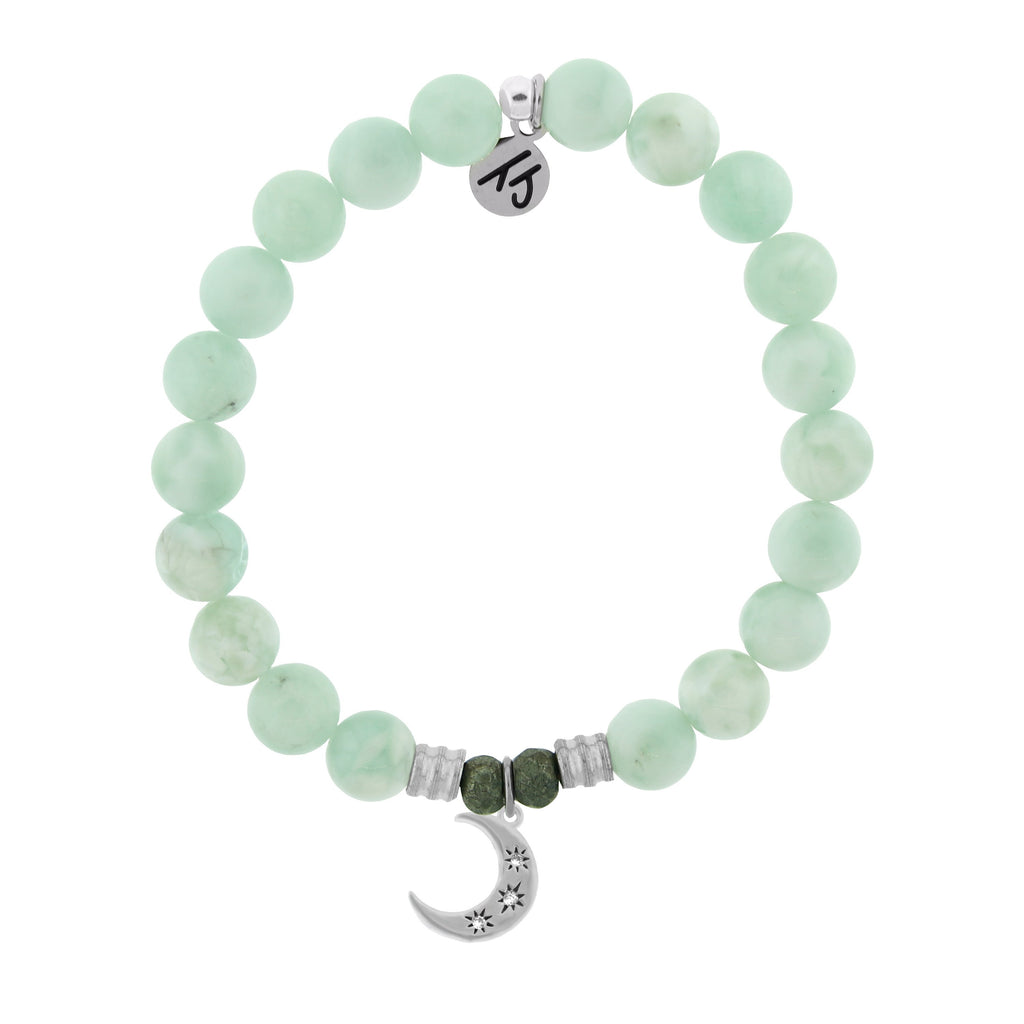 Green Angelite Bracelet with Friendship Stars Sterling Silver Charm