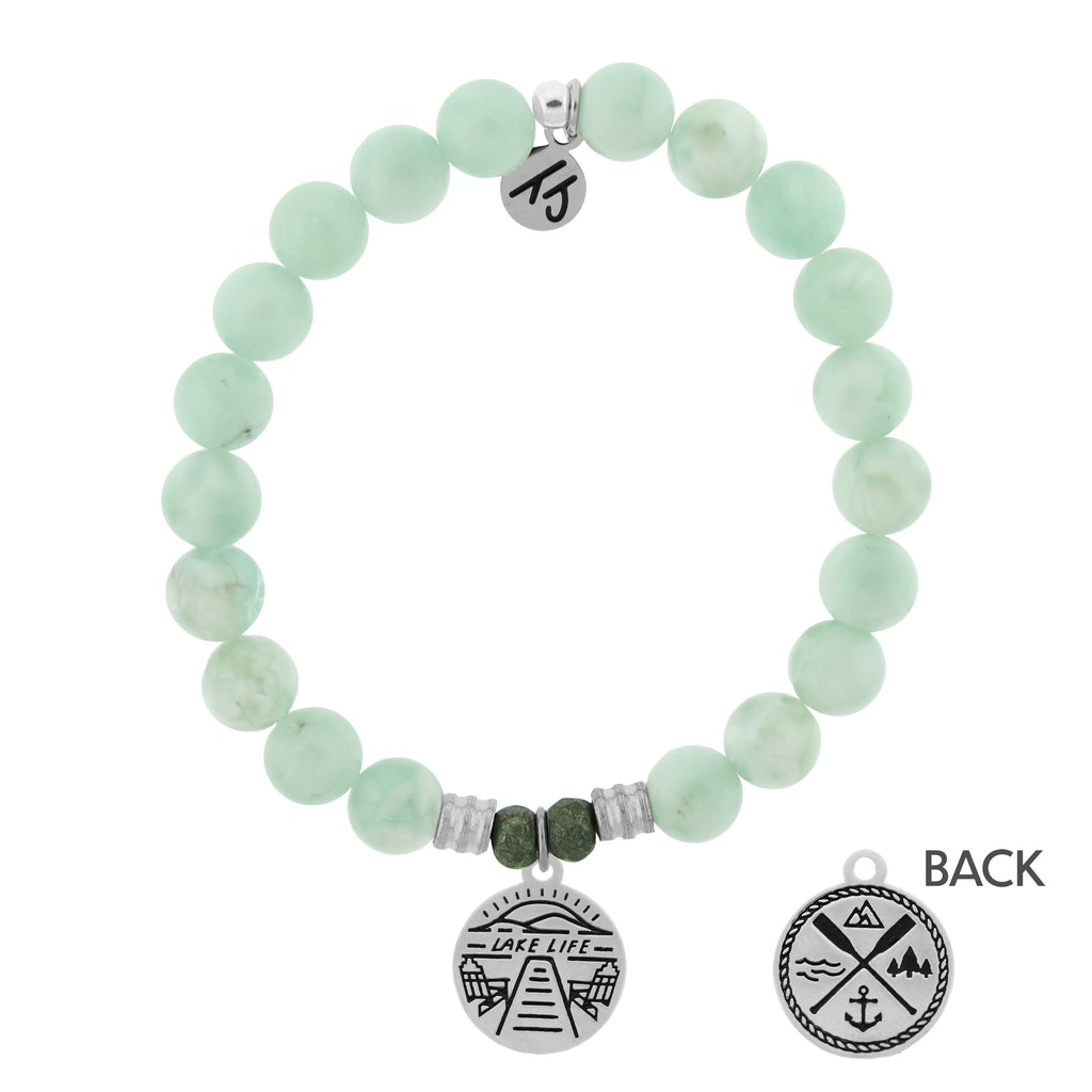 Green Angelite Bracelet with Lake Life Sterling Silver Charm