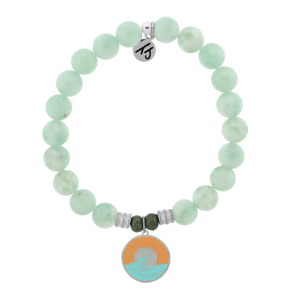Green Angelite Bracelet with Paradise Sterling Silver Charm