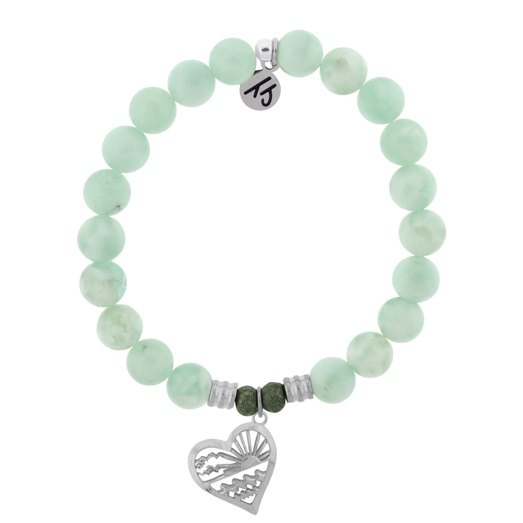 Green Angelite Bracelet with Seas the Day Sterling Silver Charm