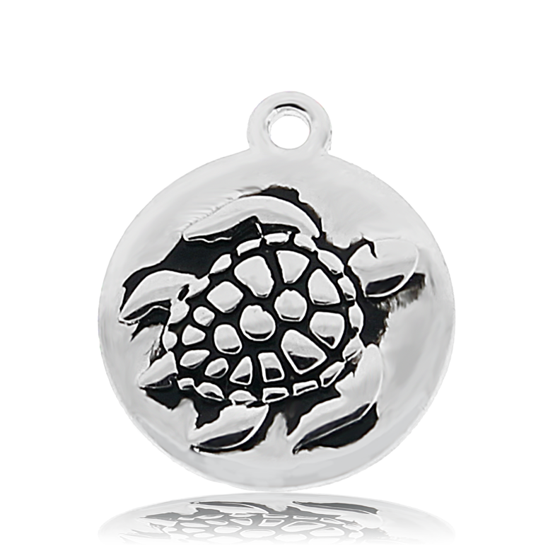 Green Angelite Bracelet with Turtle Sterling Silver Charm
